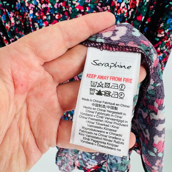 Seraphine Maternity Nursing Dress Floral Print Long Sleeve floral Size 12 - Picture 10 of 11